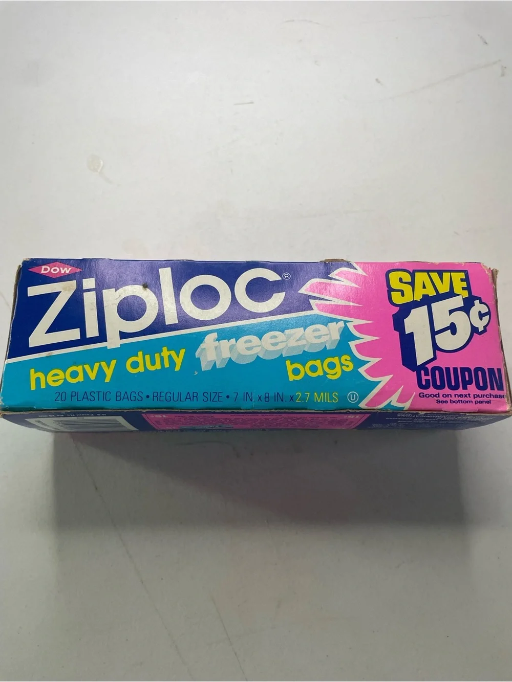 Dead-stock 1983 Ziplock Bags - Heavy Duty Freezer Bags - Blue / Pink box